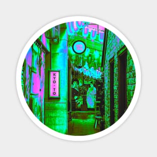 Kyoto Japan City Alley with Geisha Vaporwave Magnet